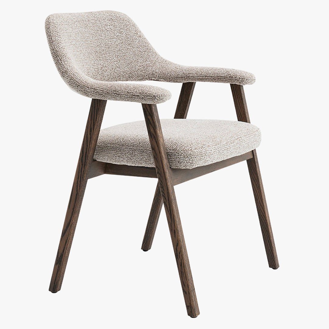 Coralie - Chaise En Tissu Beige Pieds Chêne Massif Foncé