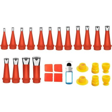 Applicateur De Buse De Calfeutrage En Acier Inoxydable Avec Base, Ensemble D'Outils De Finition De Mastic Pour Joints D'Évier De Cuisine Et De Salle De Bain, Comprend Une Spatule En Silicone