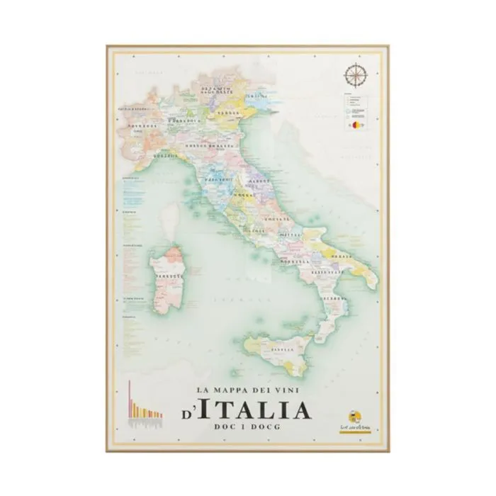 Affiche 50x70 cm - La Carte des Vins d'Italie - LA CARTE DES VINS SVP