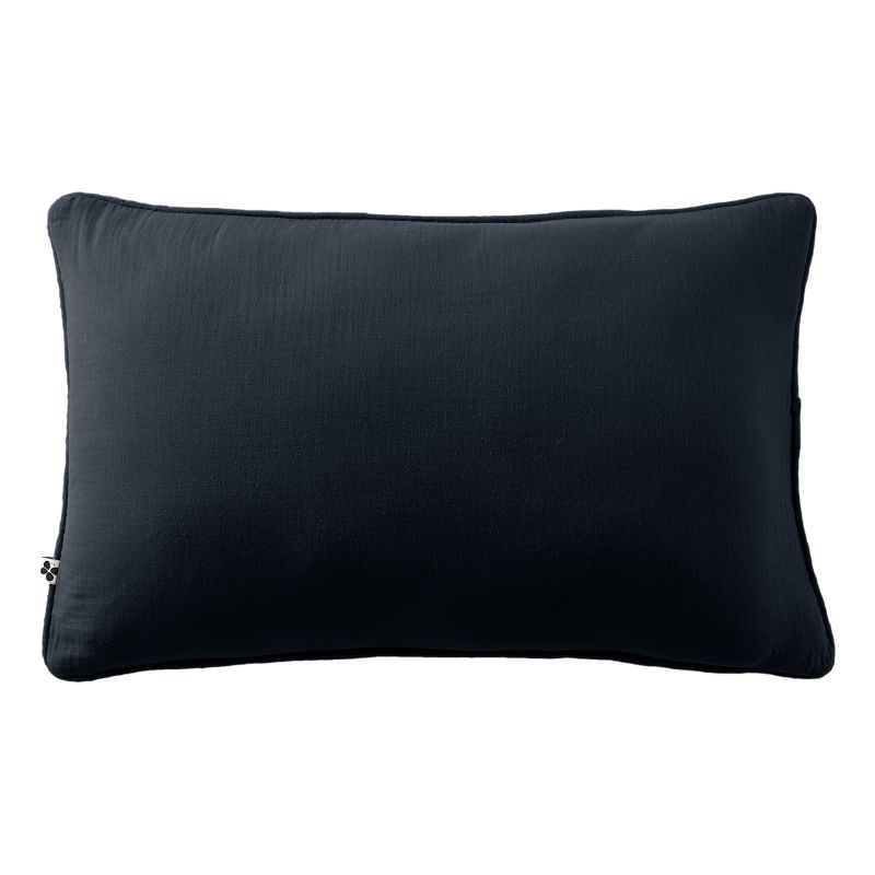 Coussin Déhoussable Avec Passepoil "gaïa" 40 X 60 Cm "gaze De Coton" L'Effet Papillon - Gaia Minuit -