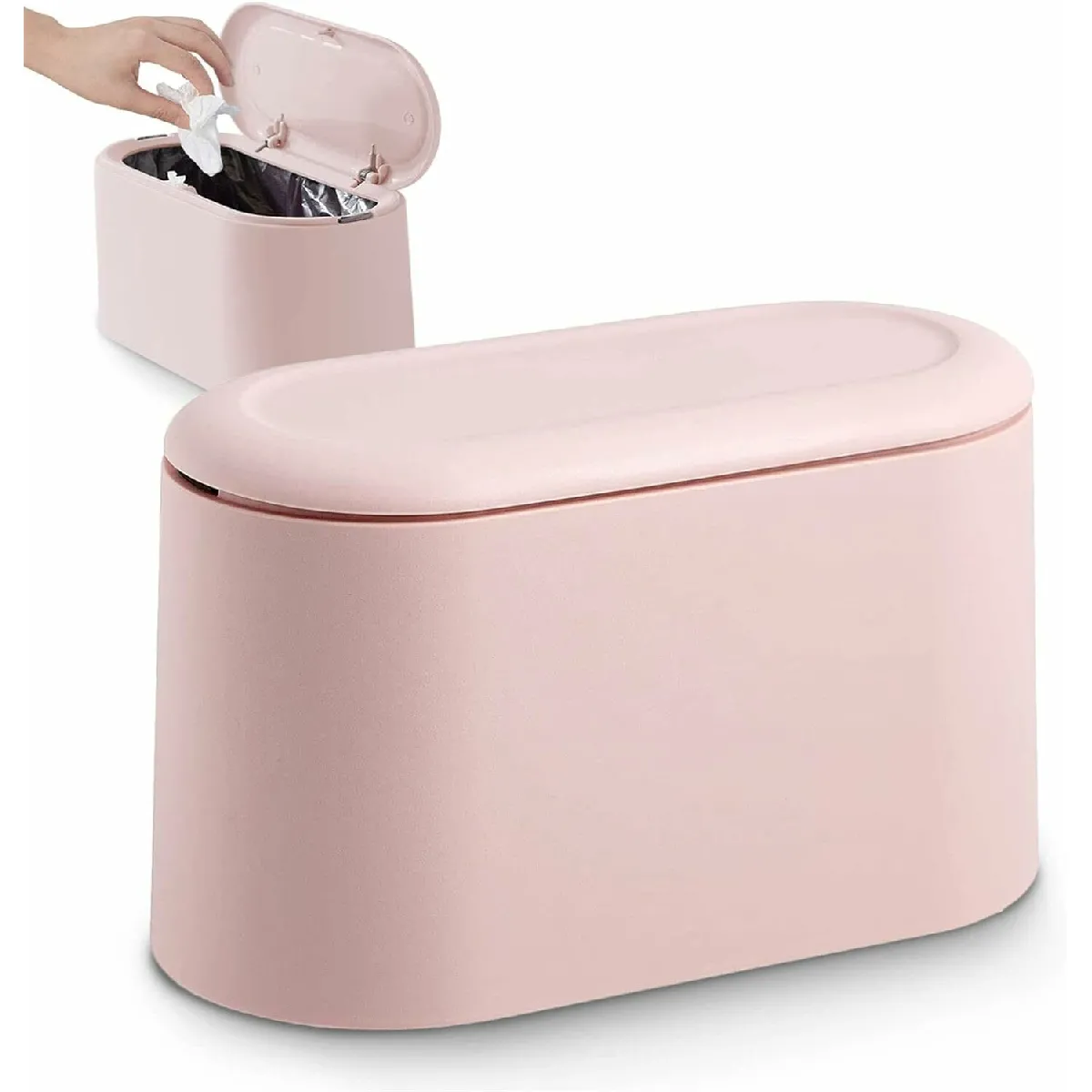 Petite Poubelle De Table De 1,8l Avec Couvercle À Bouton-poussoir Rose