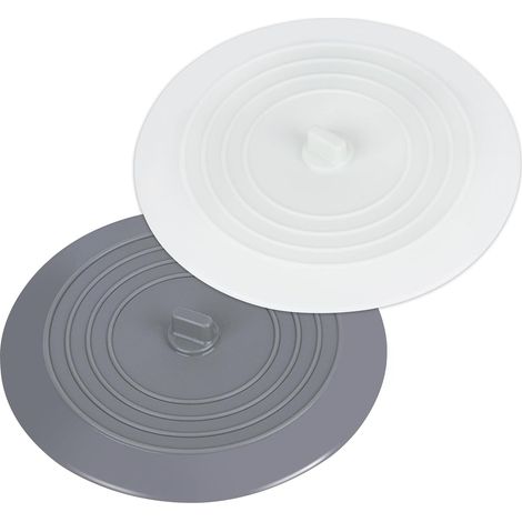 Bouchons Pour Baignoire Silicone, Bouchon Évier De Cuisine, 6 Pouces Bouchon Lavabo Pour Salles De Bains Et Blanchisseries Vidange Universels, Blanc Et Gris (2 Pcs)