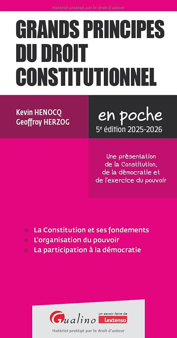 Grands principes du droit constitutionnel: Une présentation des notions de Constitution, de démocratie et d'exercice du pouvoir (édition 2025/2026)
