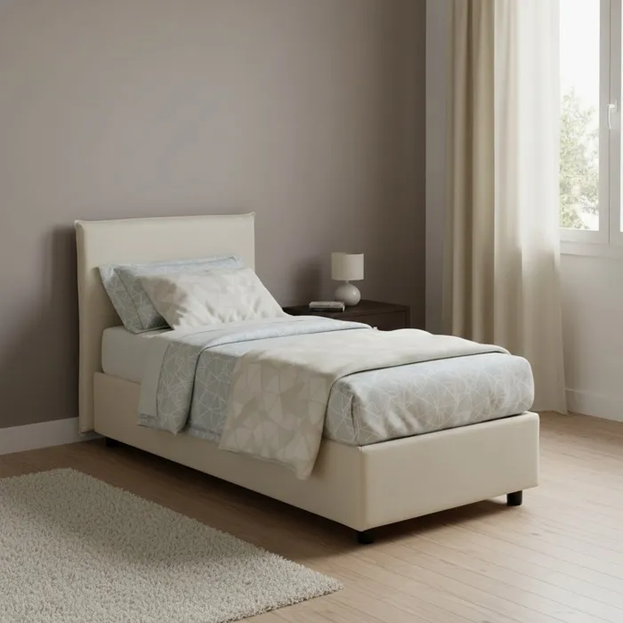 Lit Simple Boudicca, Matelas Inclus Beige