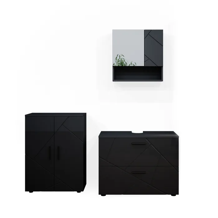 Vicco Meubles bain Anthracite Haute brillance 3 pièces