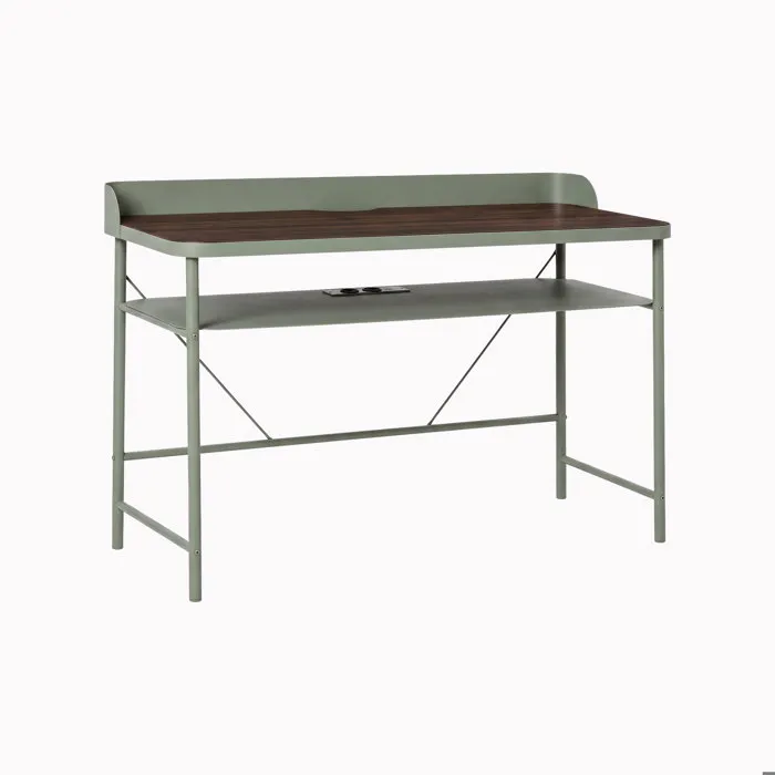 Hariyang - Bureau En Métal (120 X 82,5 X 50 Cm) Avec Ports Usb Et Plateau En Contreplaqué Chêne Sauge