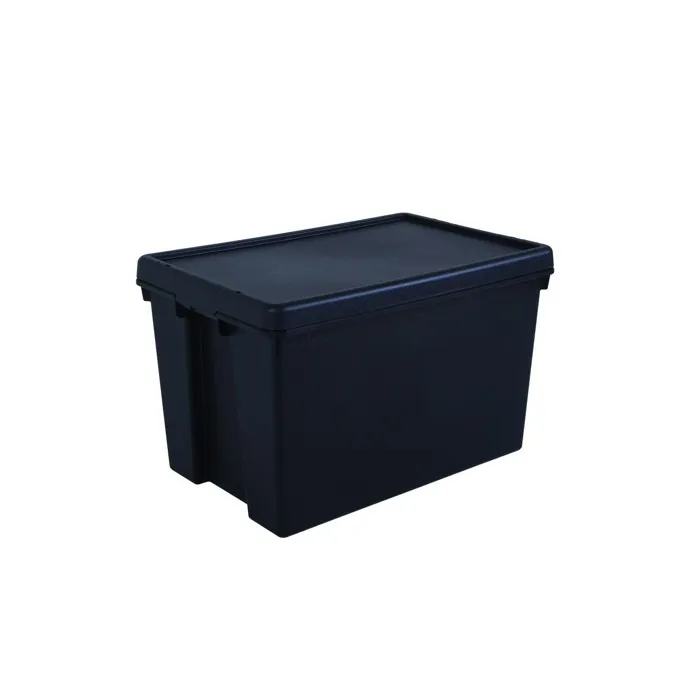 Boîte stockage en plastique noir 40 x 59,5 x 37 cm 62L