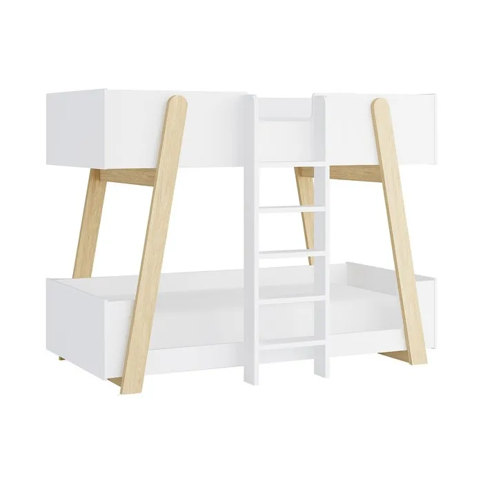 Lit superposés 90 x 190 cm - Blanc et naturel - CORODELA