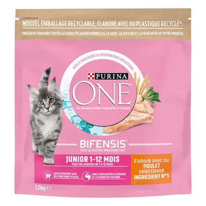 PURINA ONE Junior Croquettes pour Chaton (1 à 12 mois) Riche en Poulet 1,5kg
