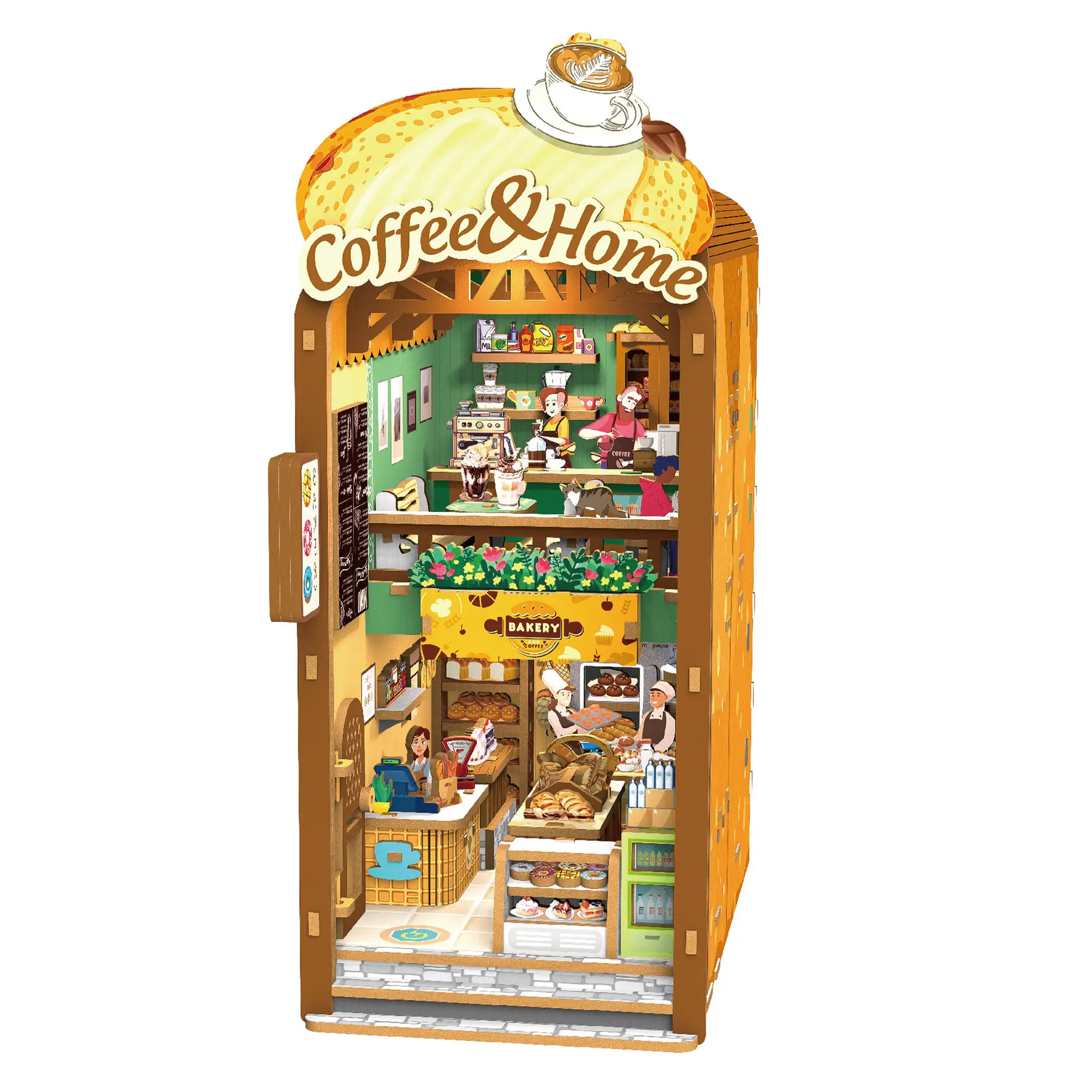 Maquette Book Nook Green Slide Coffee Home 213 Pièces Led Multicolore Bois