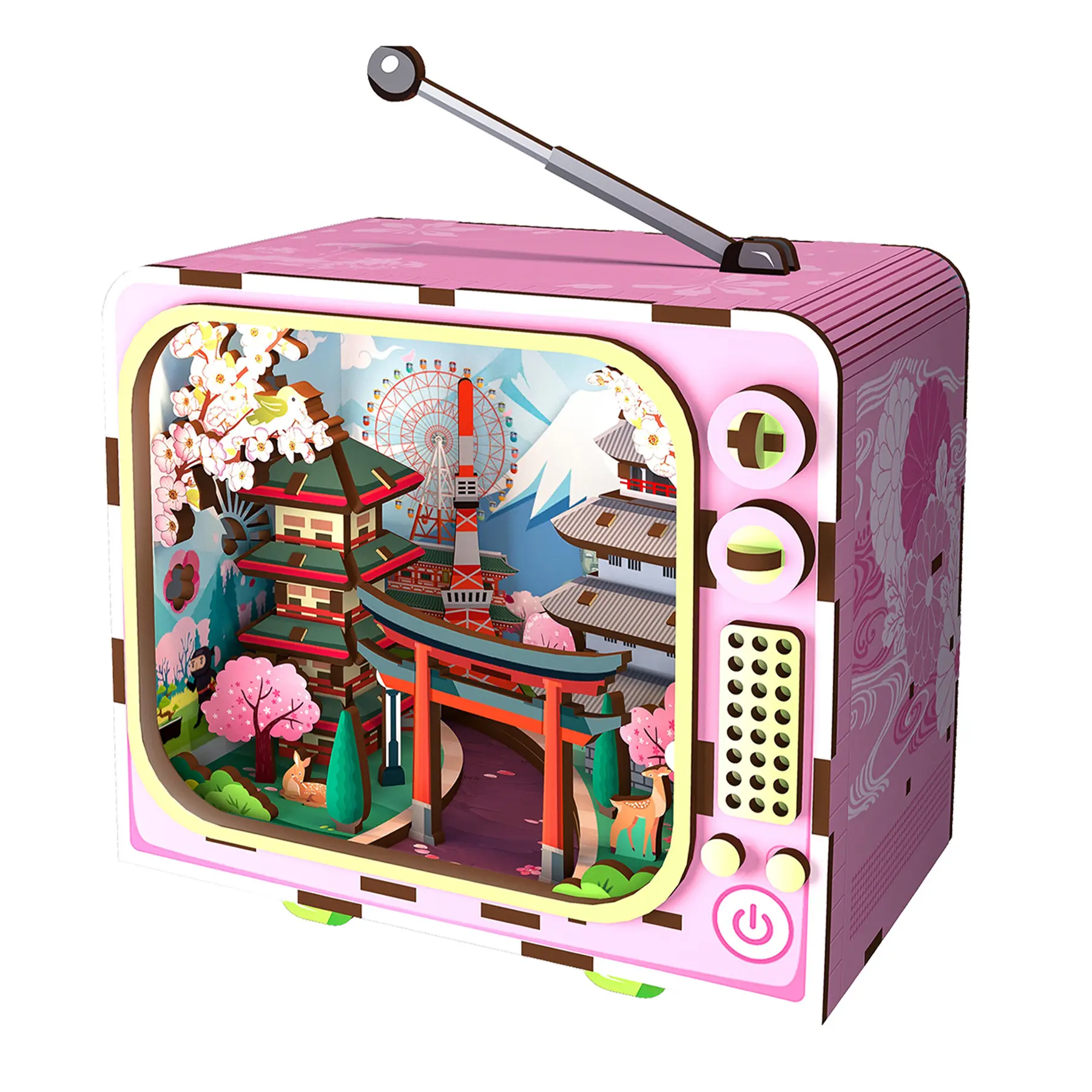 Puzzle Tv Green Slide Au Pied Du Mont Fuji 129 Pièces Led Multicolore