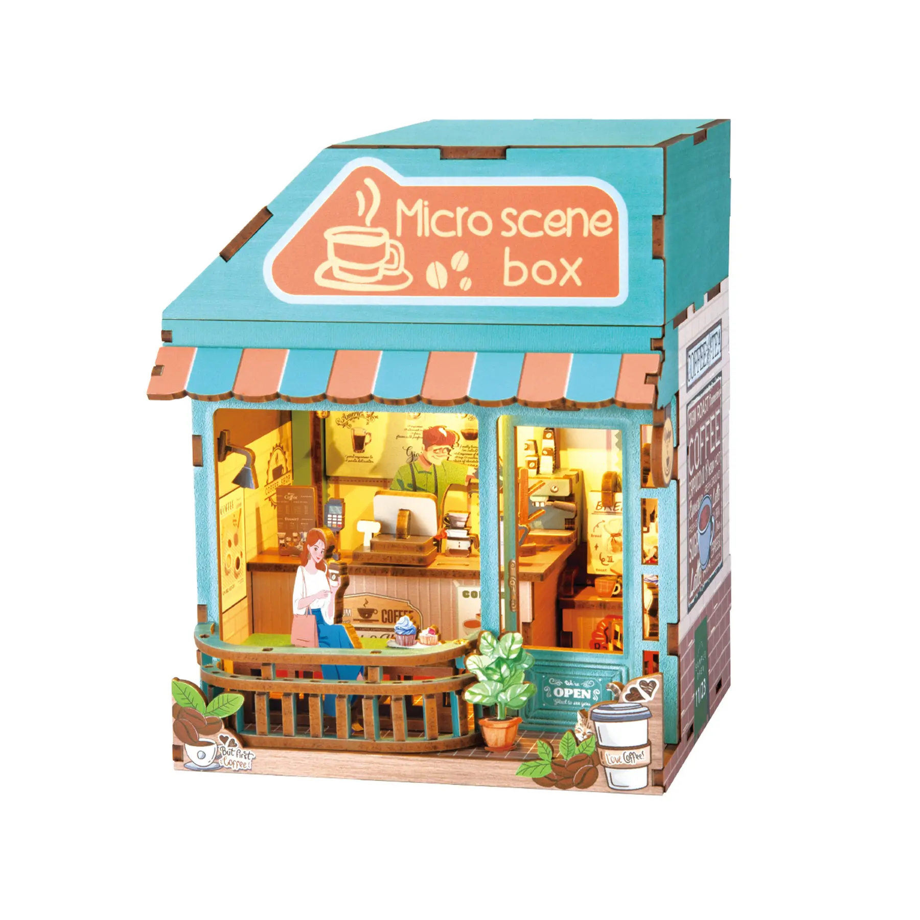 Maquette Greenslide Micro Scene Box Café Cosy 112 Pièces Multicolore Bois