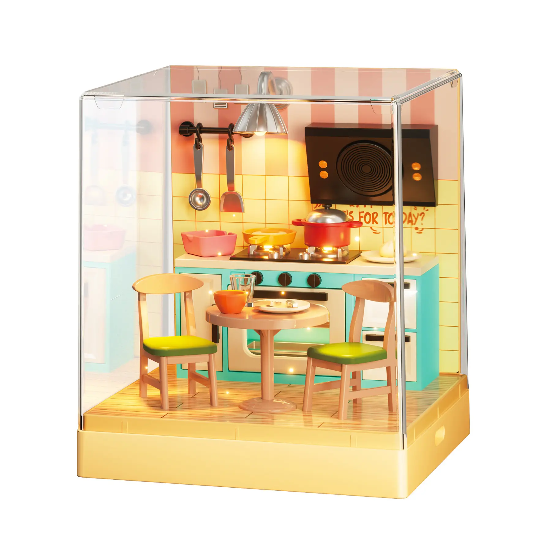 Maquette Greenslide Cuisine Miniature Led 65 Pièces Multicolore