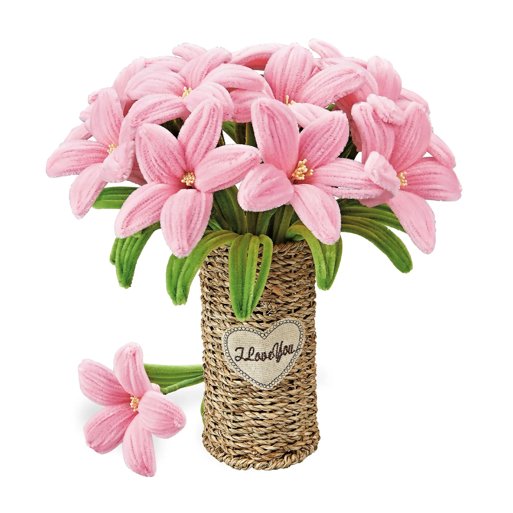 Bouquet de fleurs vase osier DIY Lys Roses Green Slide