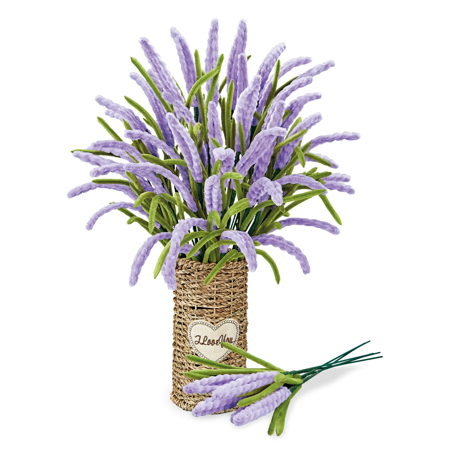 Bouquet de fleurs vase osier DIY Lavande Green Slide