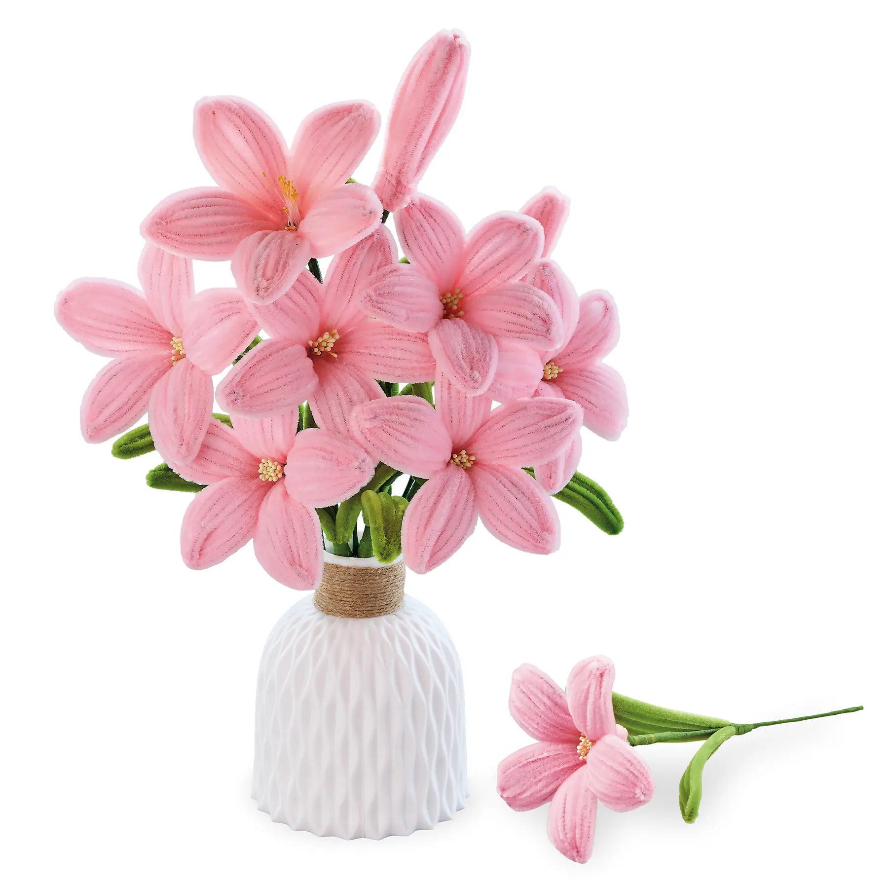 Bouquet de fleurs vase plastique DIY Lys Roses Green Slide