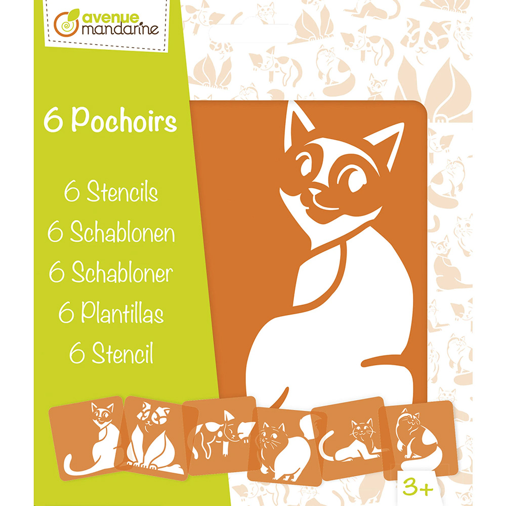 Set De 6 Pochoirs Enfants - Chats - 15,2 X 2 X 17,5 Cm - Multicolore