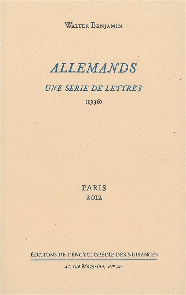Allemands: une série de lettres (1936)