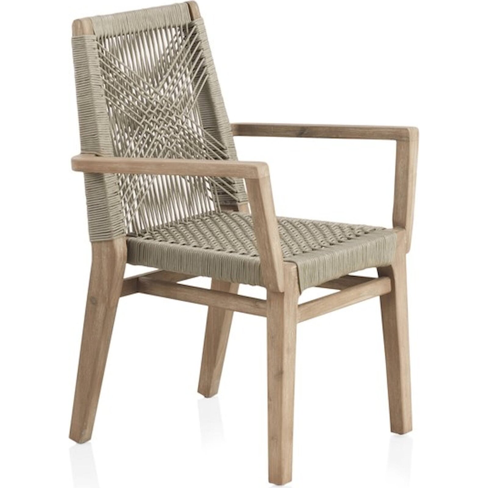 X4 Fauteuils En Bois D'Acacia Et Corde Tressée Style Naturel - Bois Naturel Et Corde Taupe