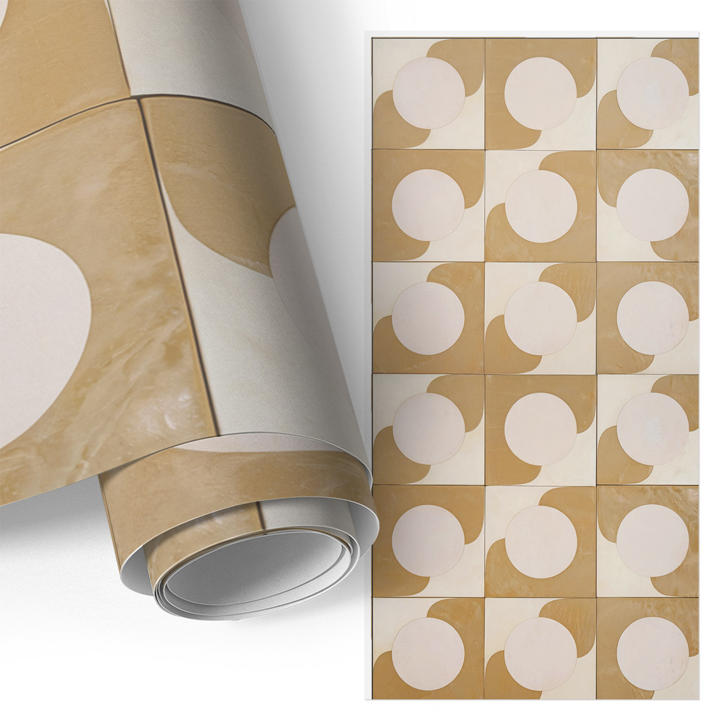 Film Auto-adhésif - Adhésif Décoratif - Imperméable - Pour Meubles - Pour Portes Formes Moutarde 50x100 Cm