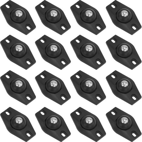 Lot De 16 Roulettes Sphériques Autocollantes À 360 ° Pour Ustensiles De Cuisine Et Meubles - Noir