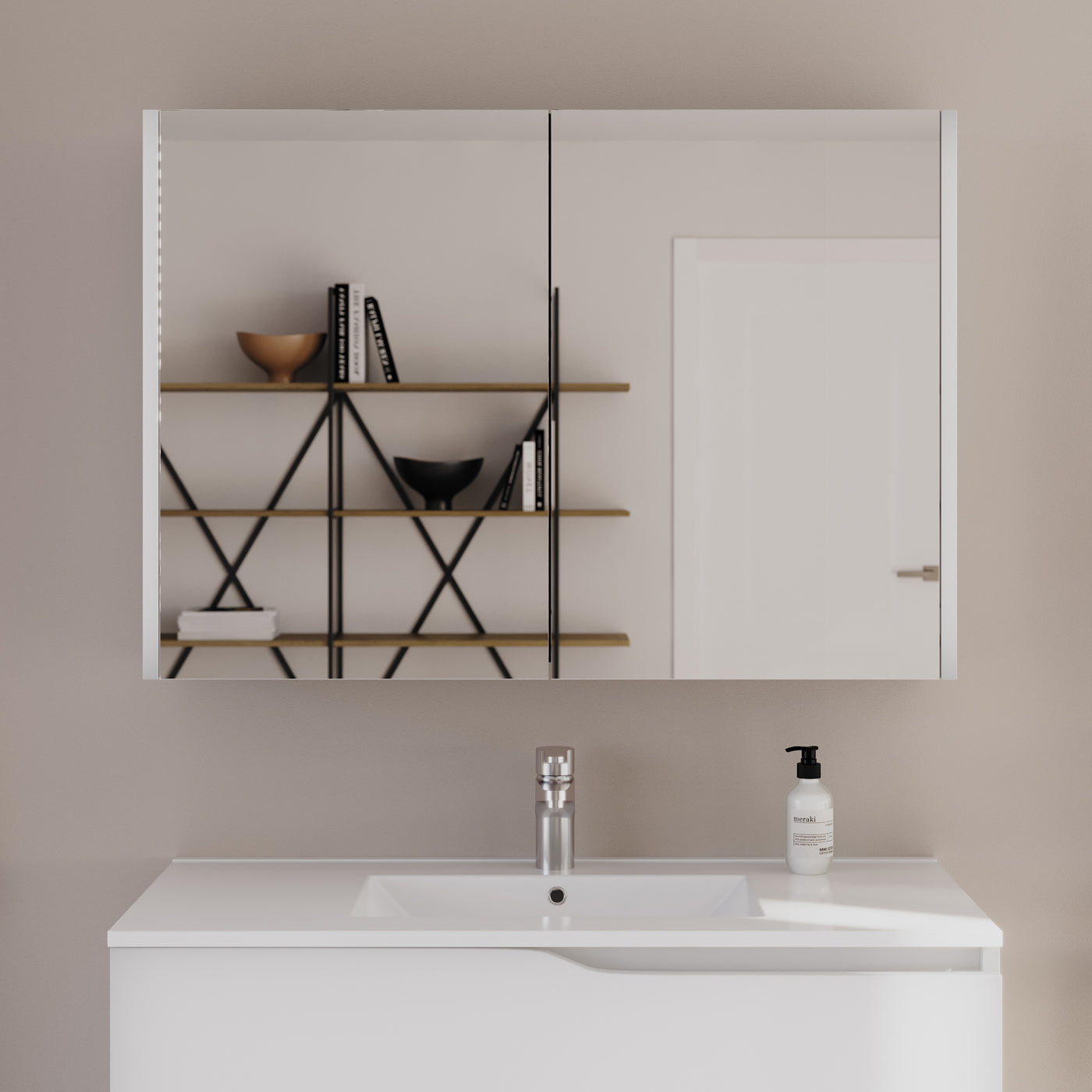 Armoire De Toilette Miroir 100x70cm - Blanc - Mirano