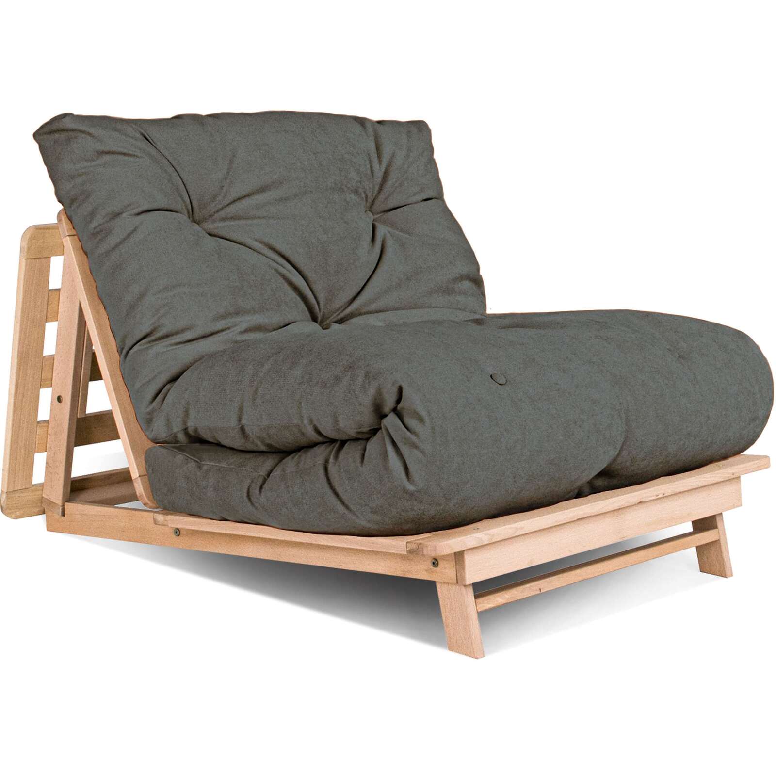 Canapé Lit Convertible En Bois Avec Matelas Beige Confort - 90 X 200 Cm - Bois Clair Et Beige