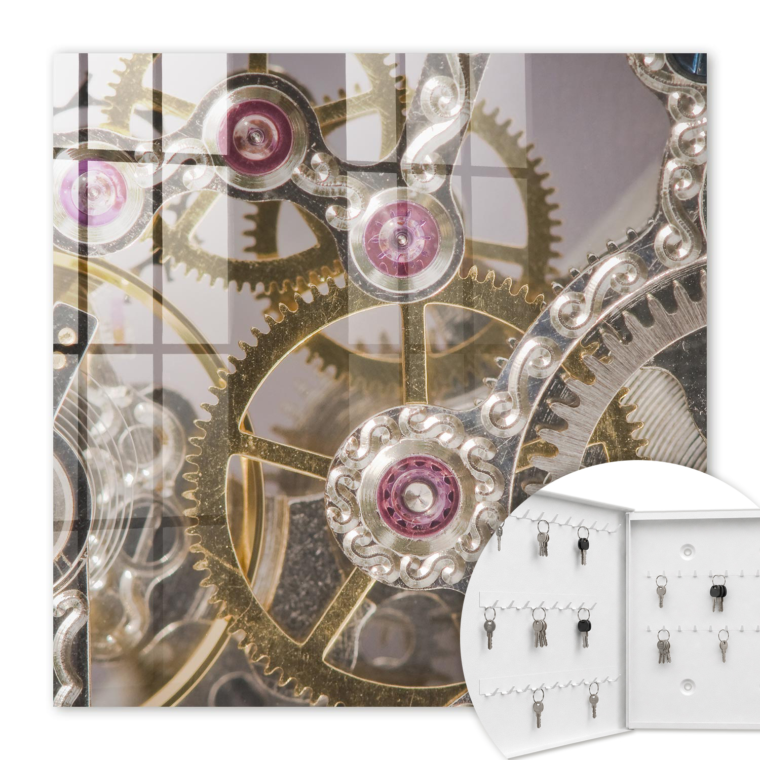 Armoire À Clés - (30 Cm X 30 Cm) - Boîte À Clés Murale - Coffret De Rangement Pour Clés - Couleur Blanche - Ouverture Vers La Gauche - Pour Maison Et Bureau - Élégance Mécanique