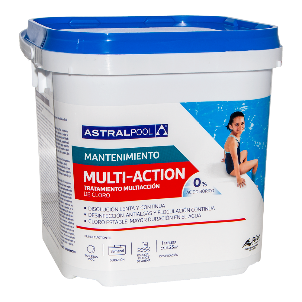 Astralpool - Chlore Multi-actions Galets 250 G - Désinfectant Chloré Pour Piscines - Action Anti-algues Et Floculante - Dissolution Lente Et Progressive