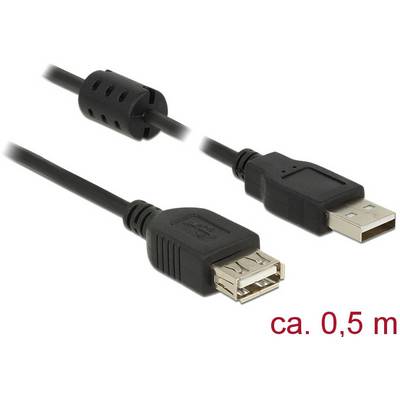 Câble Usb Usb 2.0 Usb-a Mâle, Usb-a Femelle 0.50 M Noir Avec Noyau En Ferrite 84882 C697511 - Delock