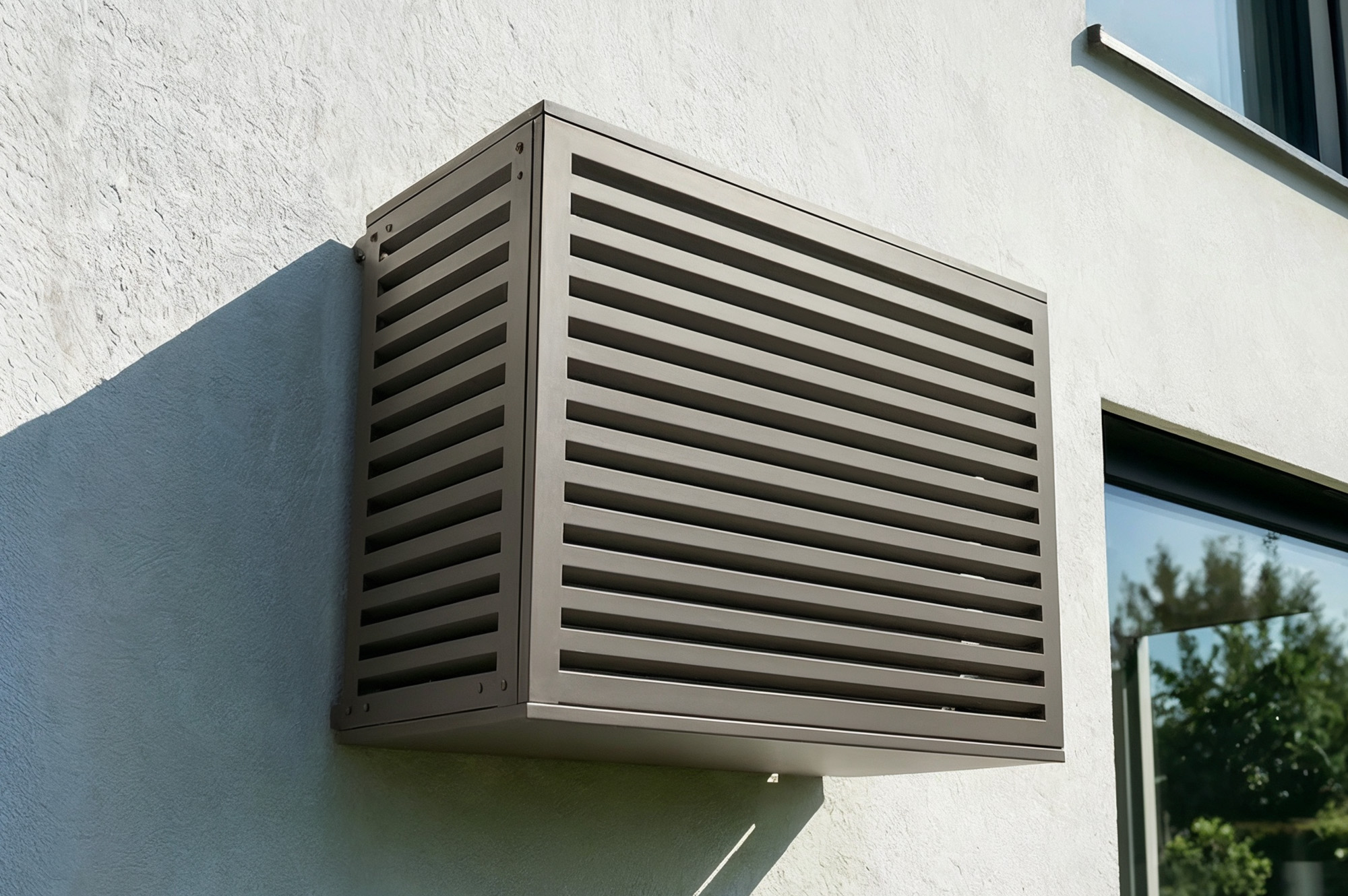 Cache Clim & Pompe À Chaleur Aneto Aluminium Taupe Avec Face Inférieure - Taille M