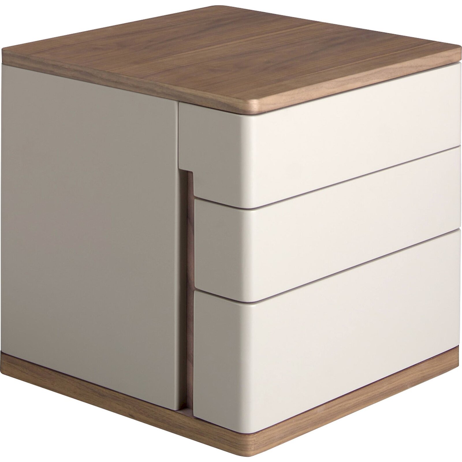 Table De Chevet Angel Cerda Design Moderne Bois Et Gris - Gris Laqué Et Noyer Naturel