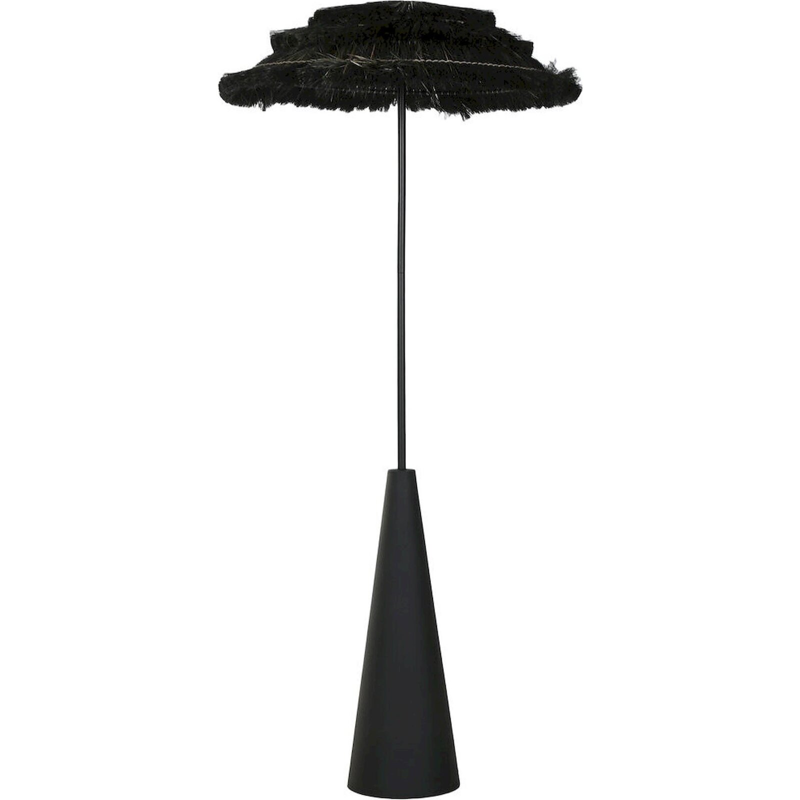 Lampe De Sol Noire Élégante En Fibre Métal Esprit Tropical - Noir Profond Fibre Naturelle