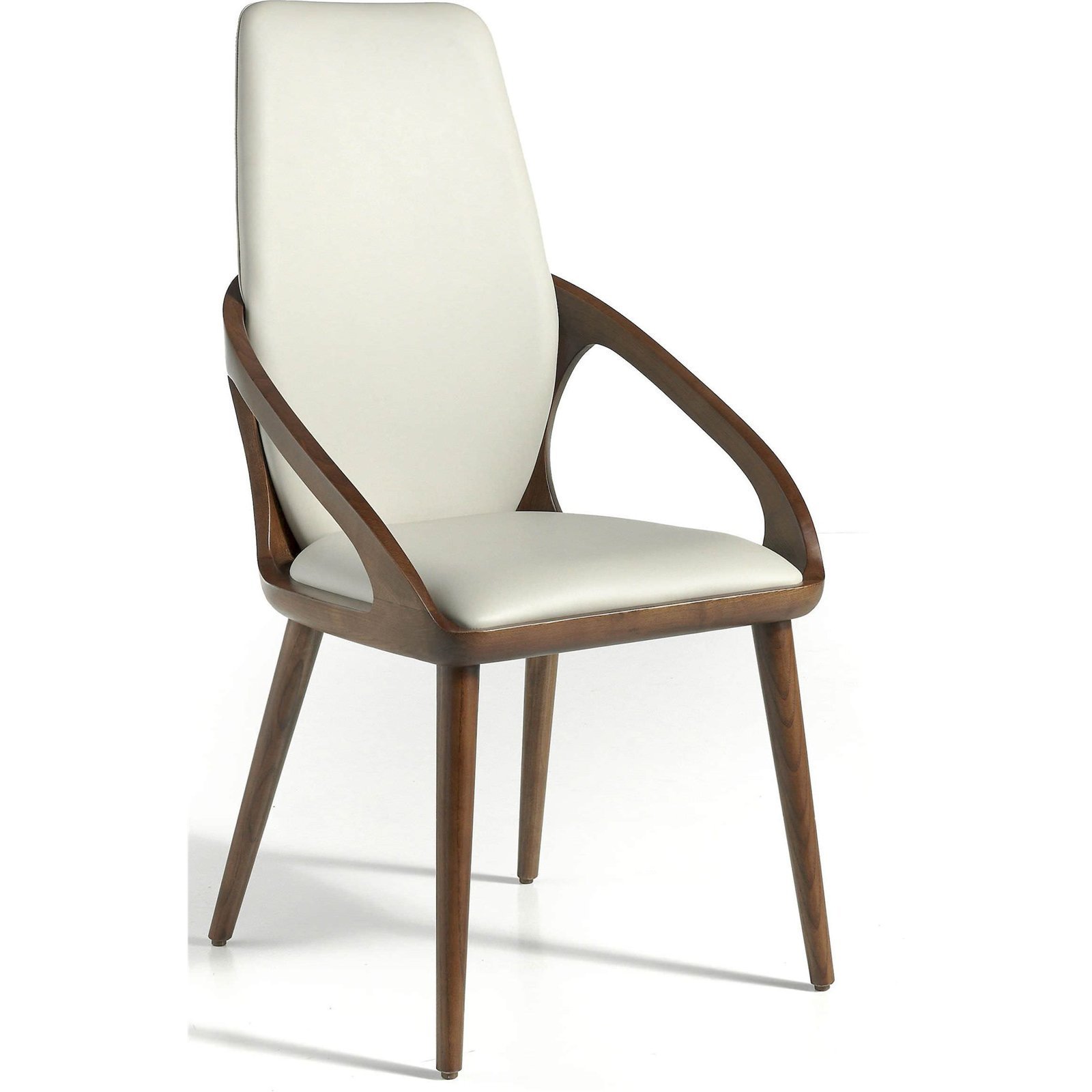 Chaise Rembourrée Simili Structure Bois De Frêne - Crème, Noix