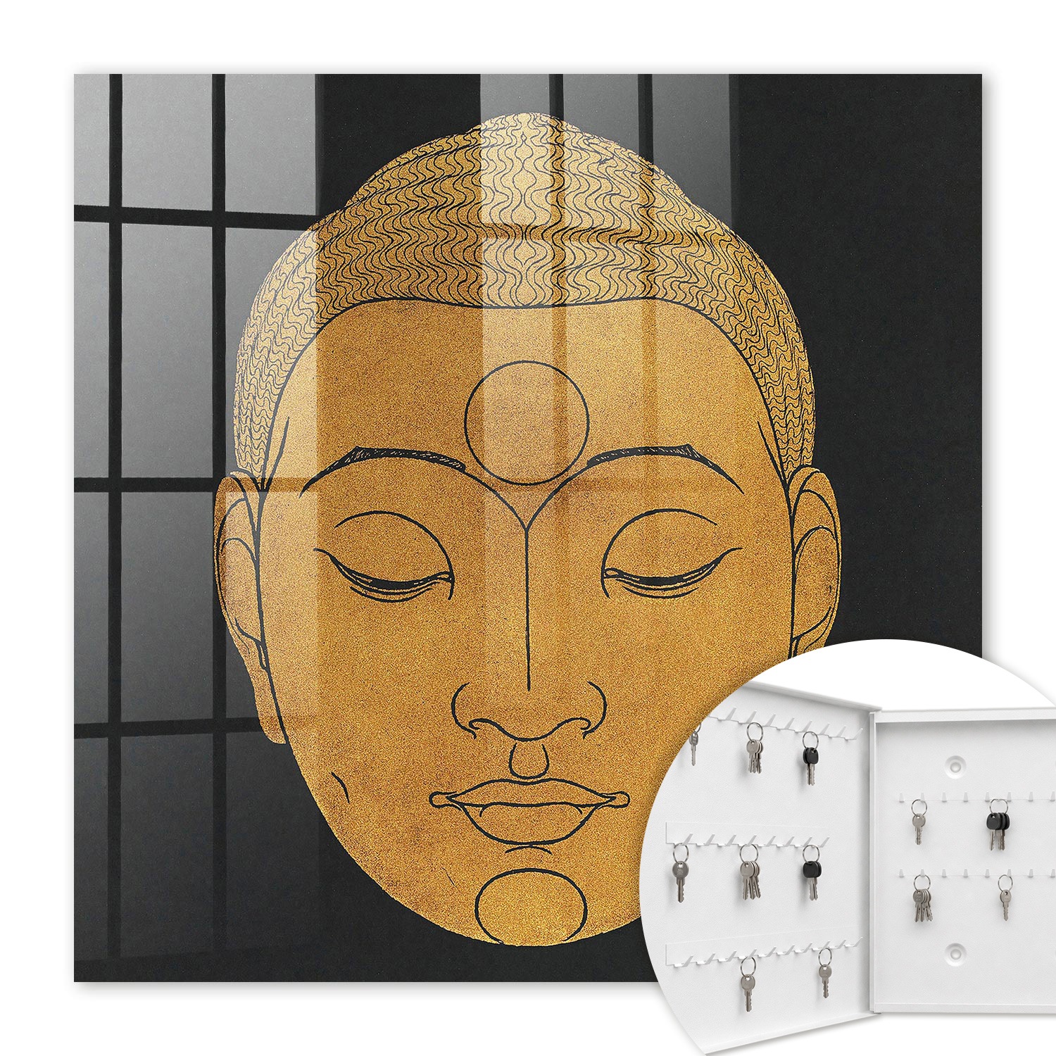 Armoire À Clés - (30 Cm X 30 Cm) - Boîte À Clés Murale - Coffret De Rangement Pour Clés - Couleur Blanche - Ouverture Vers La Gauche - Pour Maison Et Bureau - Méditation Silencieuse