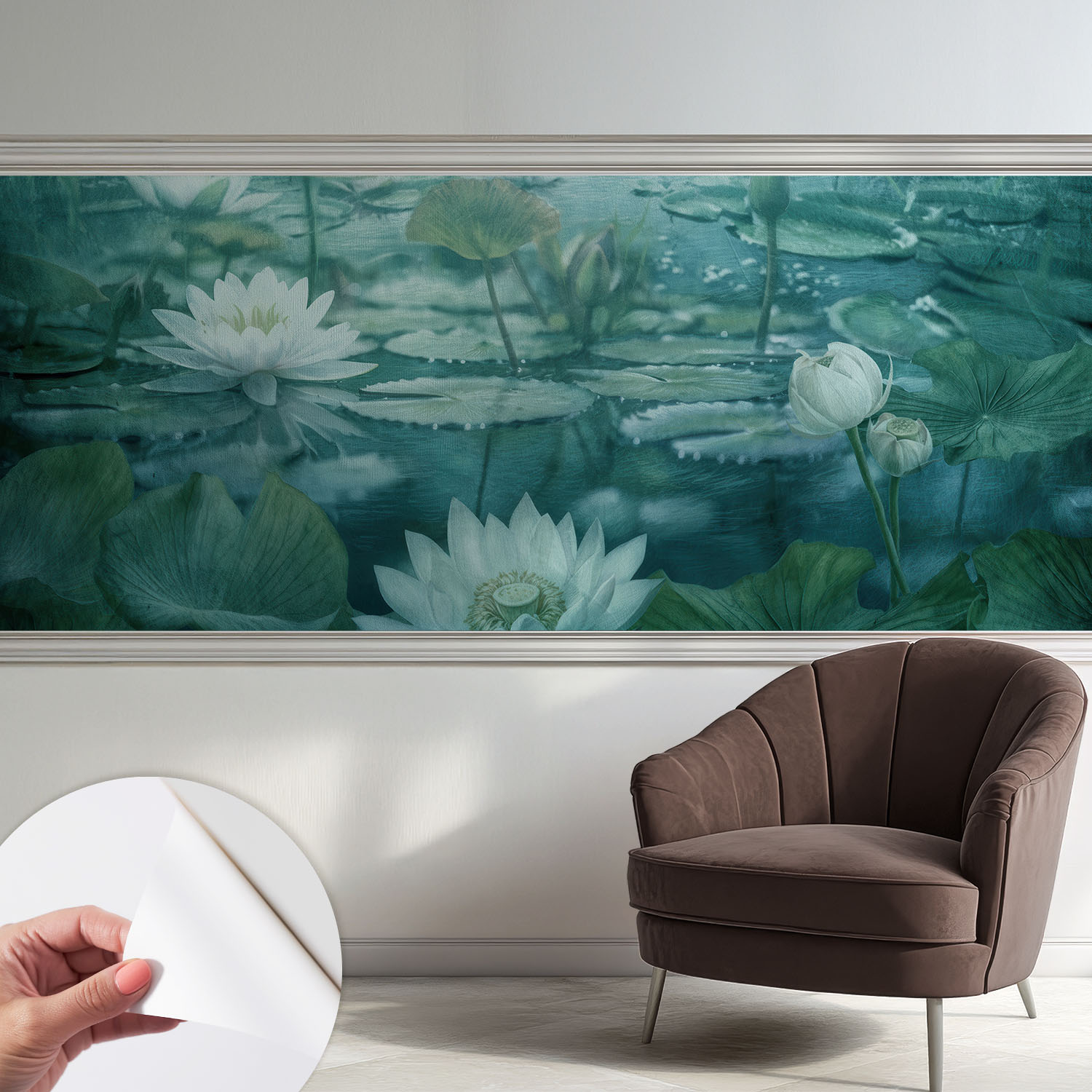 Papier Peint Adhésif Avec Colle Pour Décoration Moderne De Salon Chambre À Coucher Cuisine Et Bureau Facile Fleurs Aquatiques 250x104 Cm