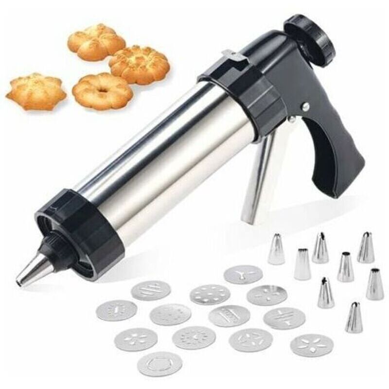Seringue Patisserie Inox Professionnelle Presse A Biscuit Pistolet Patisserie Avec 13 Disques Biscuits Et 8 Douilles