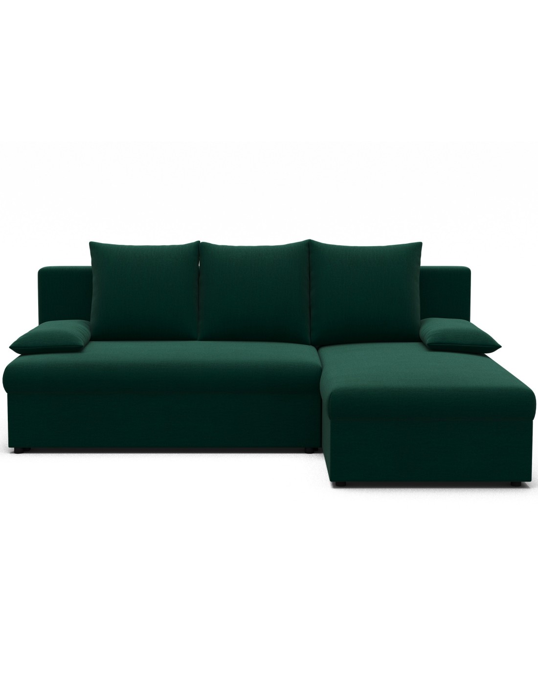 Canapé D'Angle Vert Foncé 3 Places Angle Universel 206x90x146cm Gina