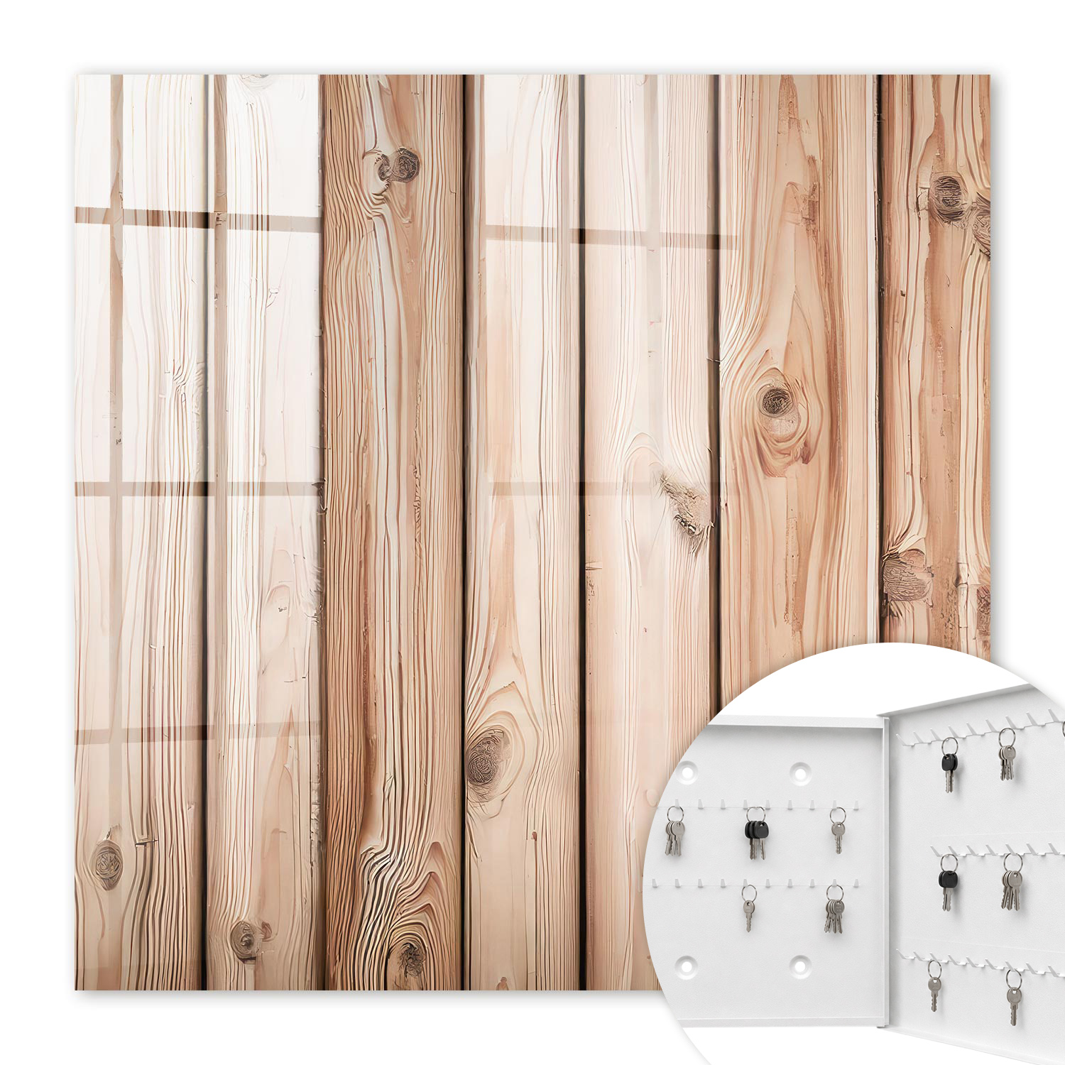Armoire À Clés - (30 Cm X 30 Cm) - Boîte À Clés Murale - Coffret De Rangement Pour Clés - Couleur Blanche - Ouverture Vers La Droite - Pour Maison Et Bureau - Planches De Bois