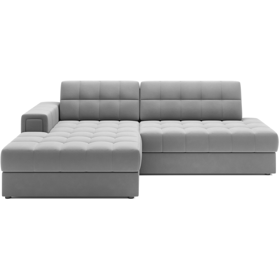 Canapé D'Angle Convertible Cubito Gris 240 Cm Avec Coffre De Rangement Et Couchage