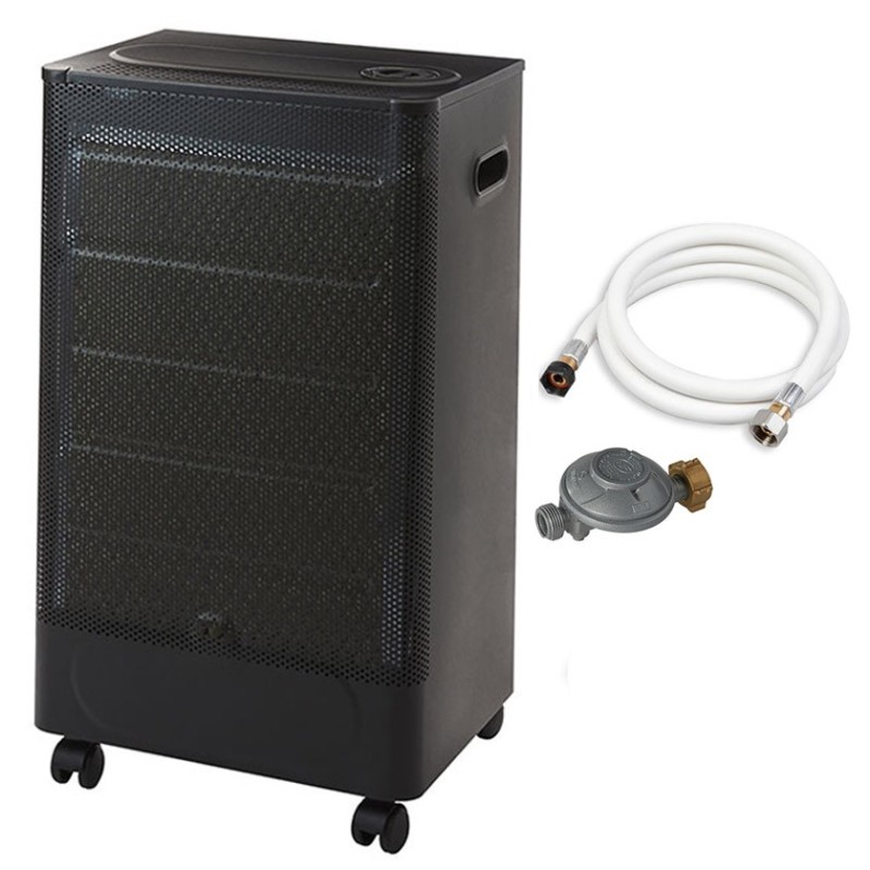 Chauffage D'Appoint À Gaz Riga Catalyse - Prêt À L'Emploi Livré Avec Tuyau Et Détendeur - Intérieur - Brûleur Céramique Catalyse - 3 Puissances De Chauffe -jusqu'à 30 M² - Noir - Favex