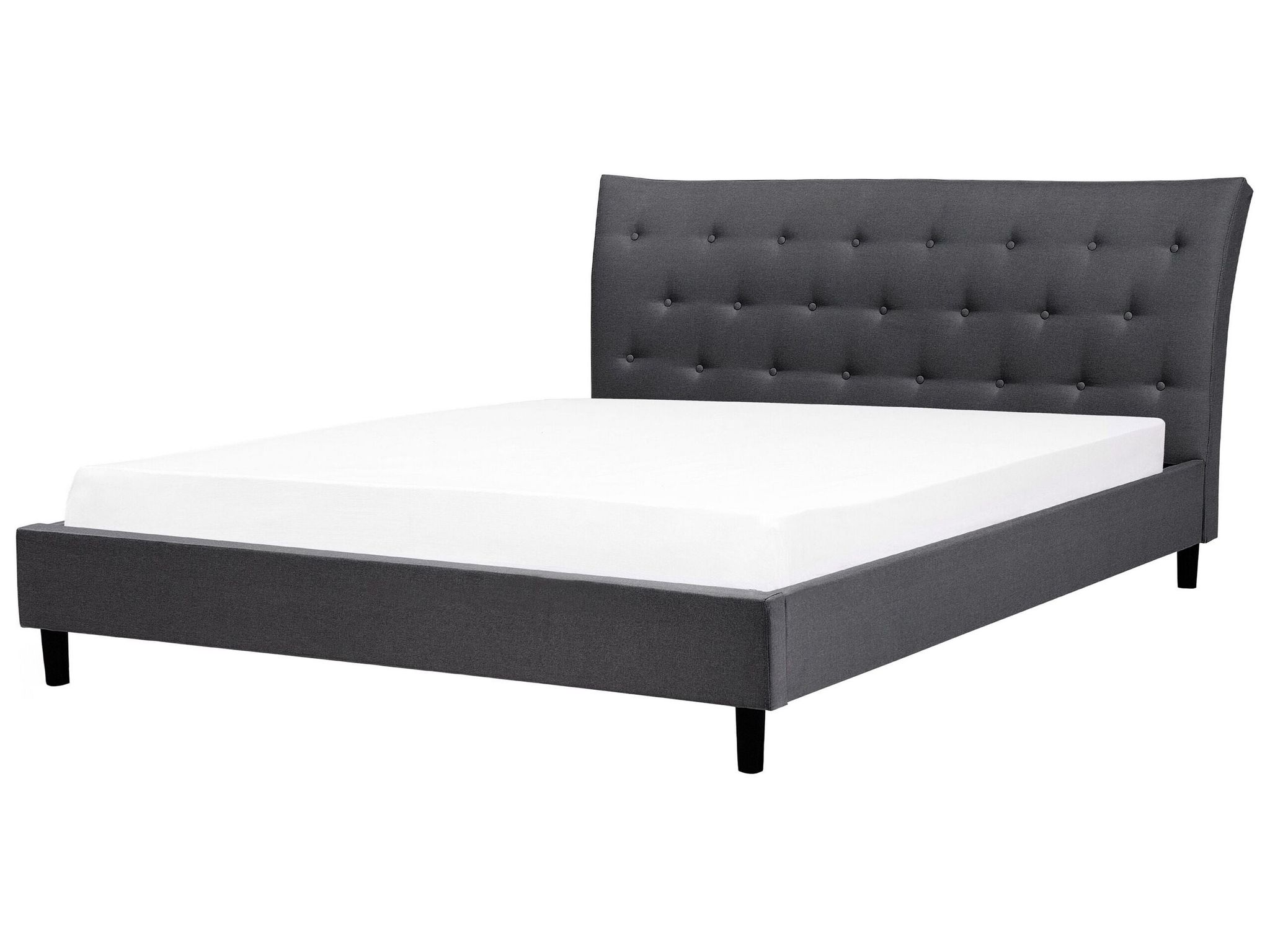 Beliani - Sommier Et Cadre De Lit Double 180 X 200 Cm En Tissu Gris Foncé Clouté Saverne