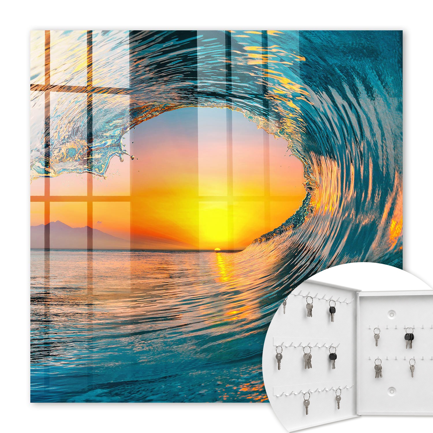 Armoire À Clés - (30 Cm X 30 Cm) - Boîte À Clés Murale - Coffret De Rangement Pour Clés - Couleur Blanche - Ouverture Vers La Gauche - Pour Maison Et Bureau - West Wave