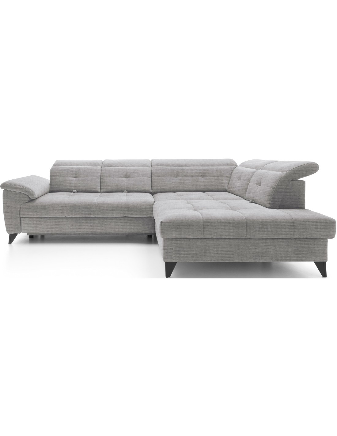 Canapé D'Angle Gris 5 Places Angle Droit Rangement Literie Inferno