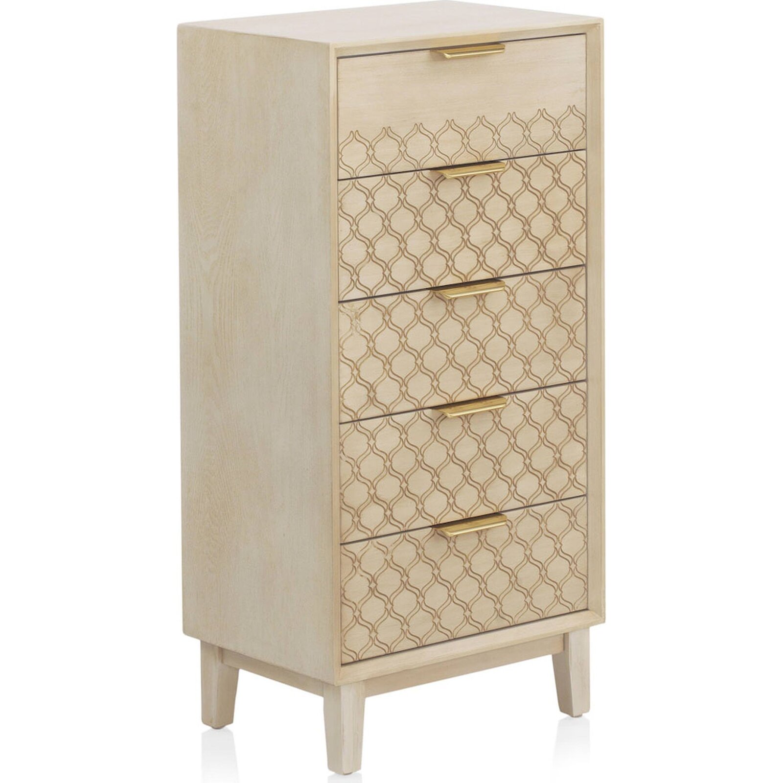 Chiffonnier Bois Marfil Tiroirs Motif Géométrique Or Vieilli - Marfil Doré Géométrique