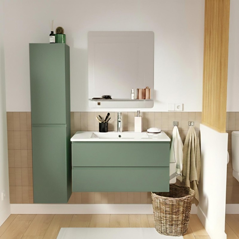 Ensemble Meuble Vasque Sorrento 80cm Avec Robinet, Miroir Et Colonne