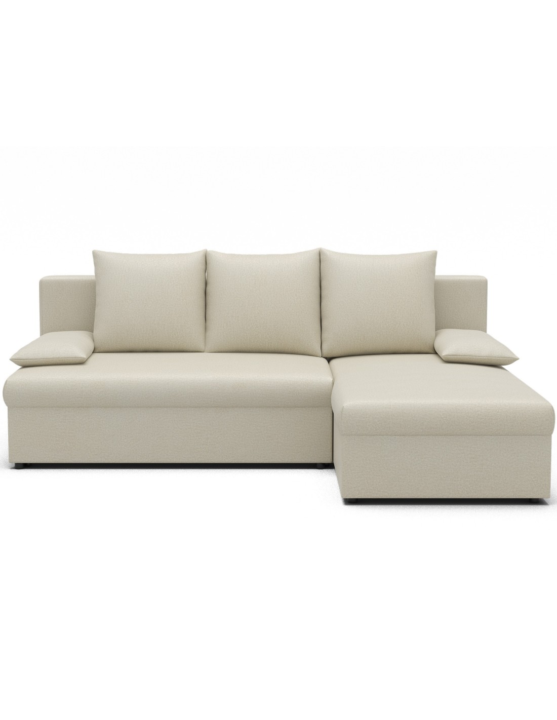 Canapé D'Angle Beige 3 Places Convertible Compact 206x90x146cm Gina