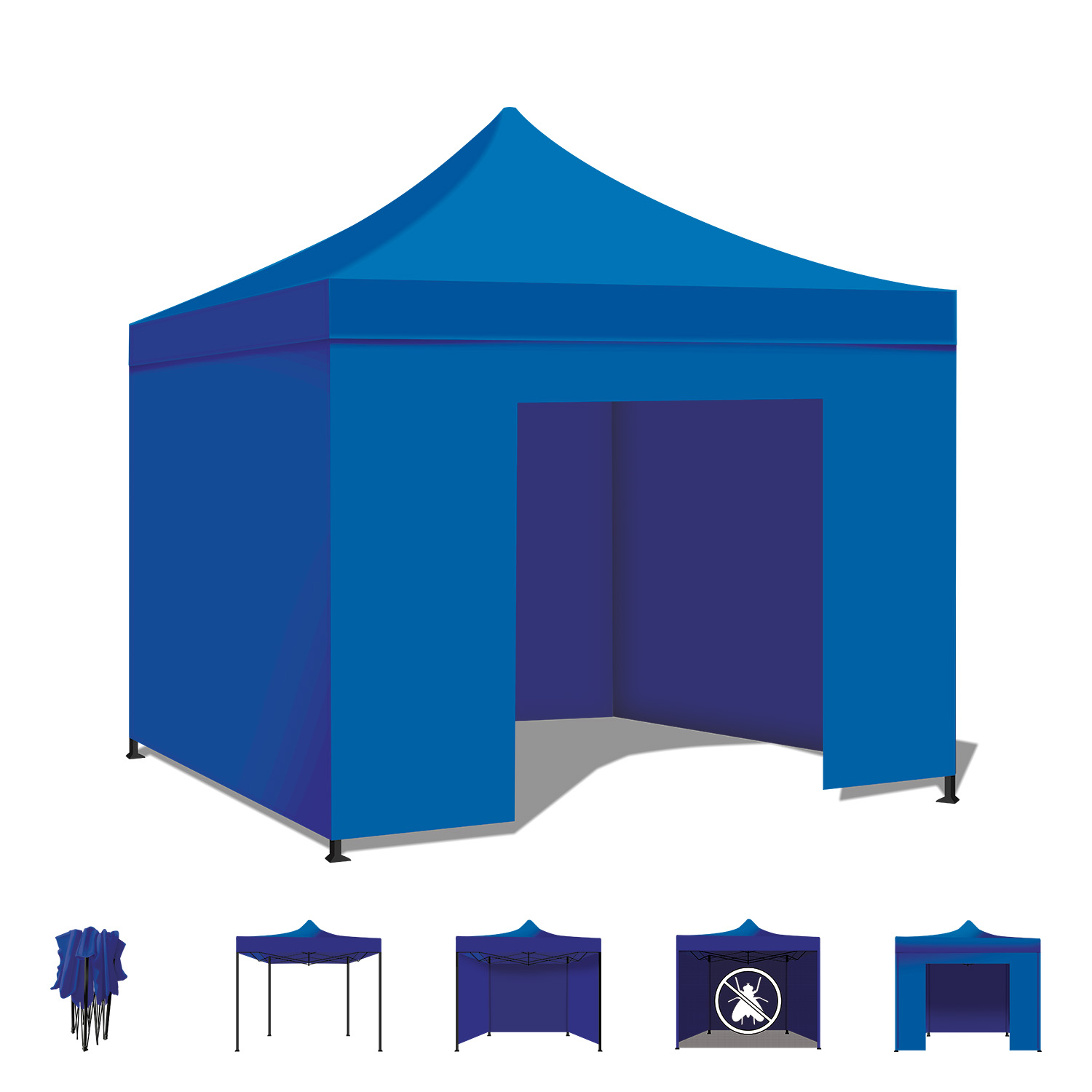 Taman Tente De Réception / Gazebo De Jardin 3x3 Marquise Pliante Étanche Pour Foires Et Marchés Couleur Bleue