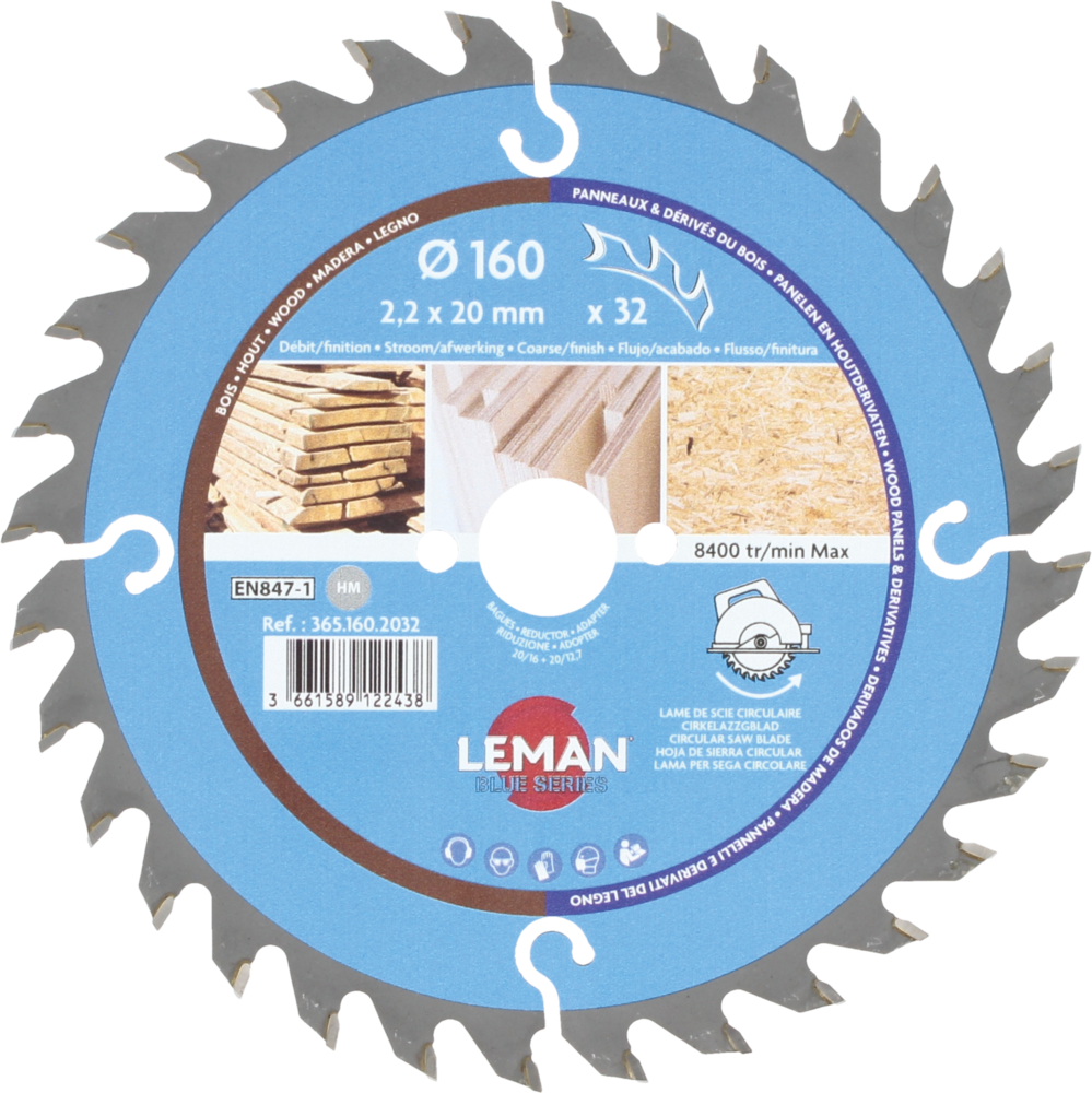 Lame Circ.hm Bois D160x2.2x20 Z=32 Alt Pos - 365.160.2032 - Leman