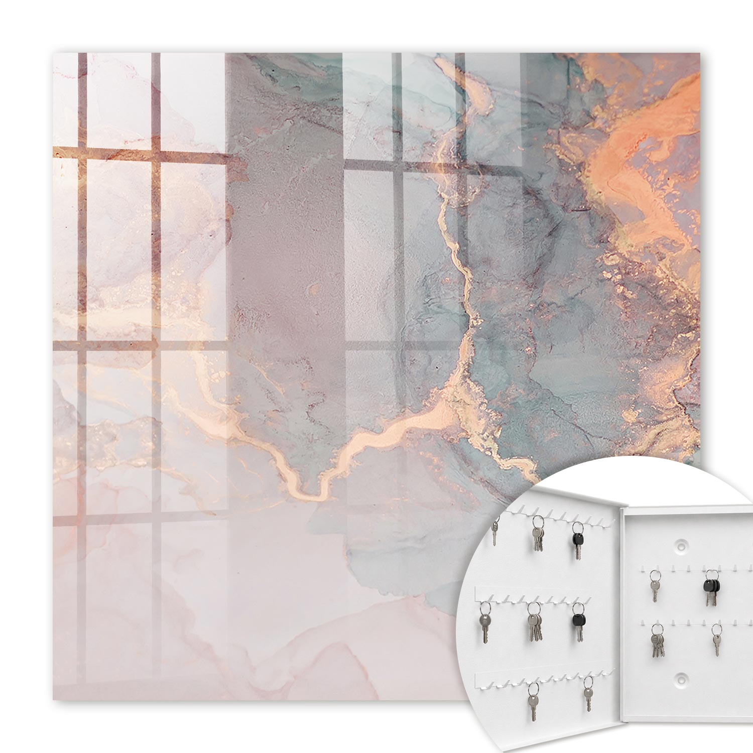 Armoire À Clés - (30 Cm X 30 Cm) - Boîte À Clés Murale - Coffret De Rangement Pour Clés - Couleur Blanche - Ouverture Vers La Gauche - Pour Maison Et Bureau - Élégance Subtile